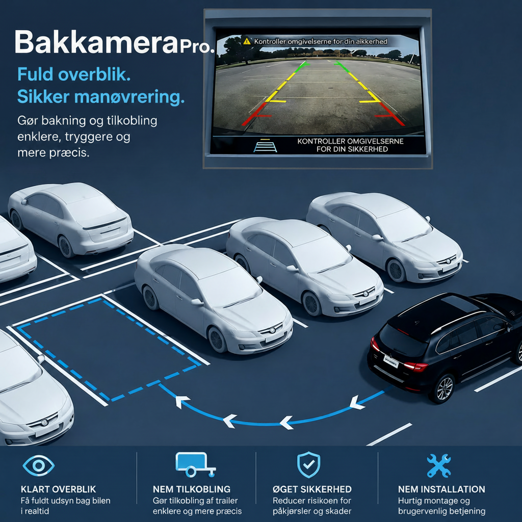 BakKamera Pro™ Bagkamera – Stressfri og sikker parkering uden gætterier