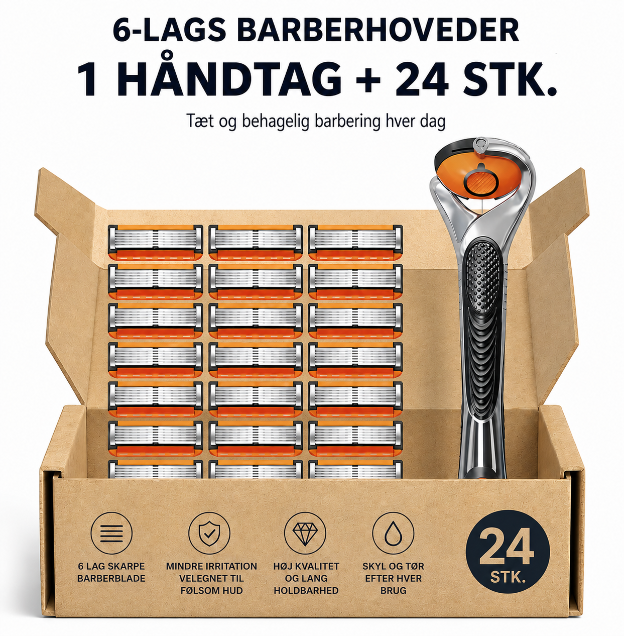 UltraSharp™ 24 Barberhoveder + Gratis Håndtag