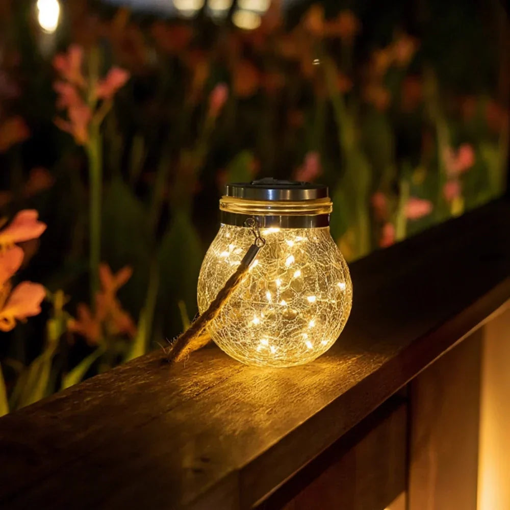 GlødeLygte – Solcellelanterne med krakeleret glas